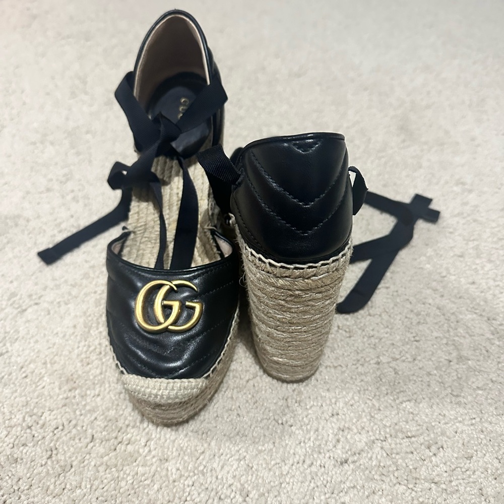 Women's Gucci shoes Black Espadrille wedge